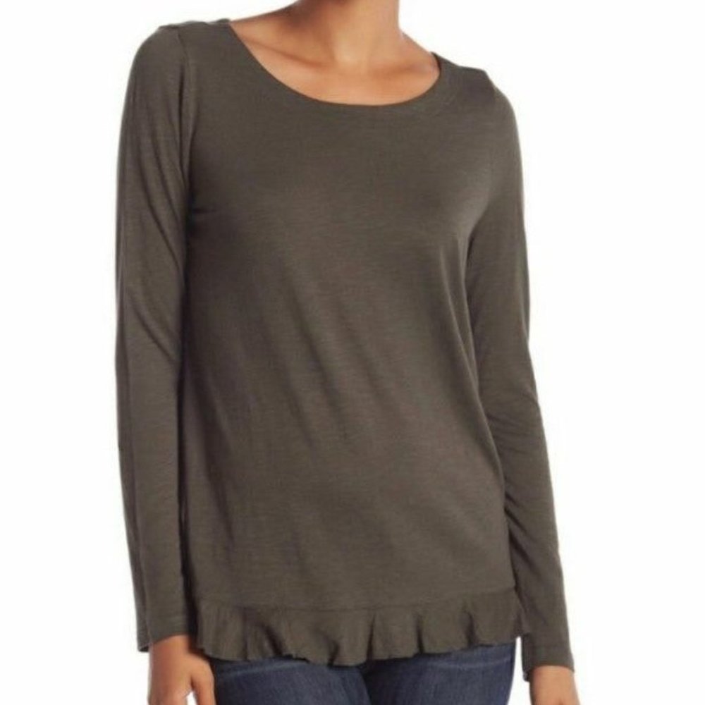 Susina Small Grey Blouse Ruffle Bottom